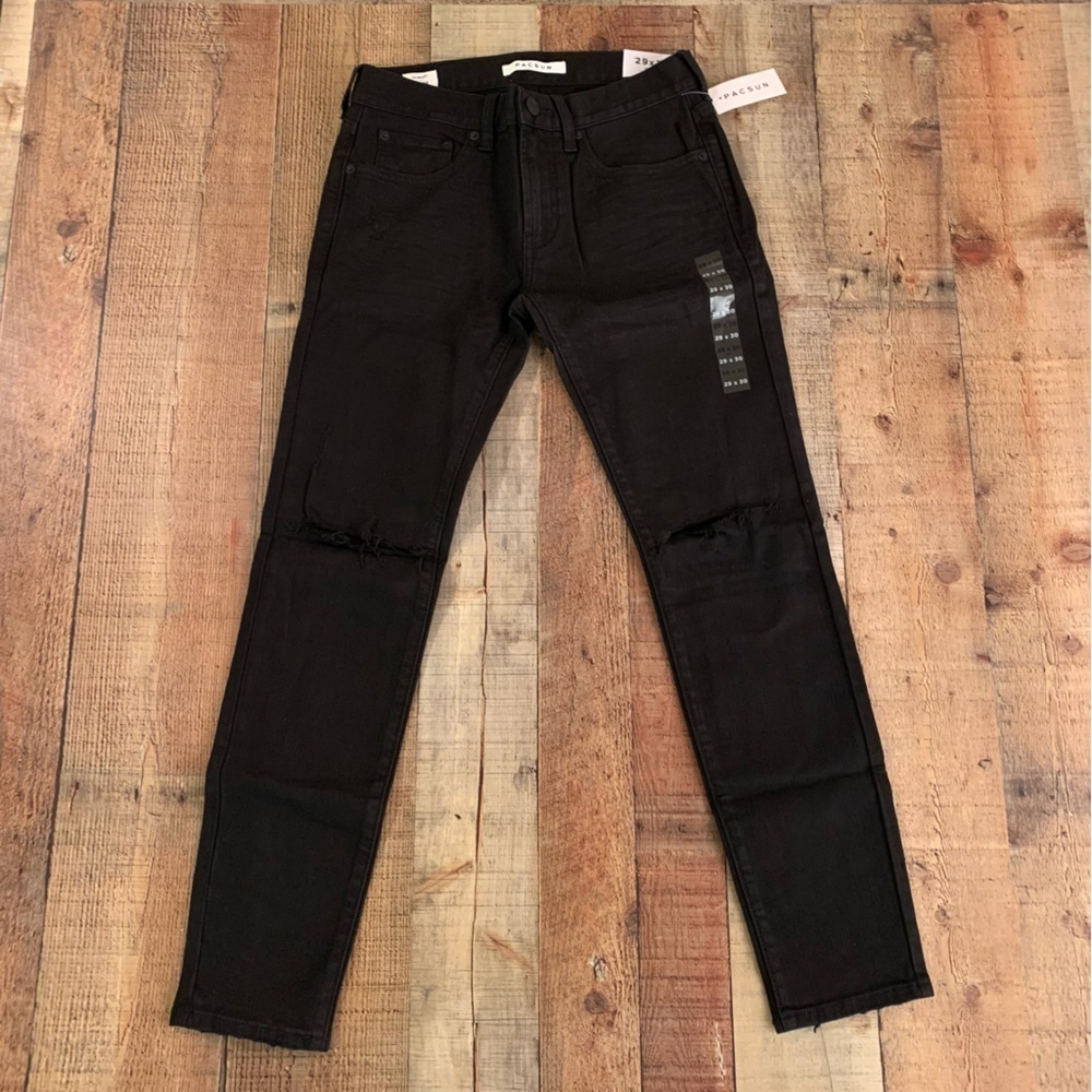 Pacsun mens skinniest black distressed skinny denim jeans -29x30